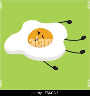 This is an image of fried egg and normally egg is fried on fry pan using little oil., vector, color drawing or illustration. Stock Vector