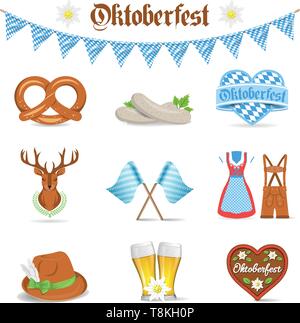 Oktoberfest isolated icons set Stock Vector
