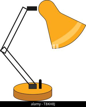 A yellow table lamp with a switch, vector, color drawing or illustration. Stock Vector