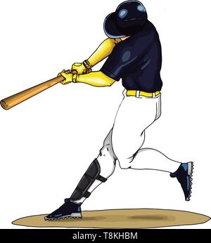 Baseball Player Bat Pose Drawn Ink Stock Vector (Royalty Free) 720705577