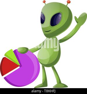 Alien analyze, illustration, vector on white background. Stock Vector