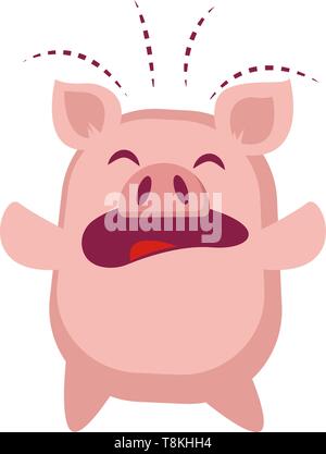 Piggy is crying, illustration, vector on white background. Stock Vector