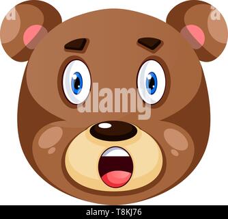 Bear is feeling surprised, illustration, vector on white background. Stock Vector