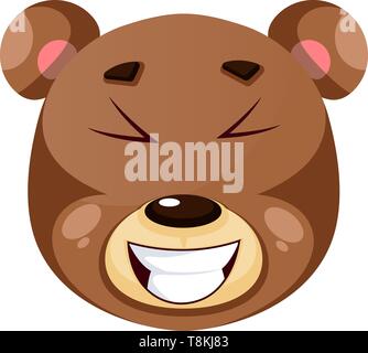 Bear is laughing, illustration, vector on white background. Stock Vector
