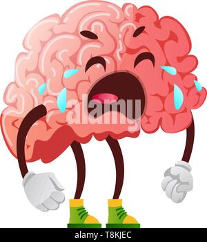 Brain is crying, illustration, vector on white background. Stock Vector