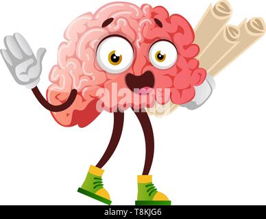 Brain has some plans, illustration, vector on white background. Stock Vector