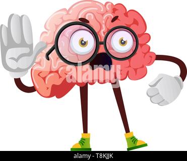 Brain is teaching, illustration, vector on white background. Stock Vector