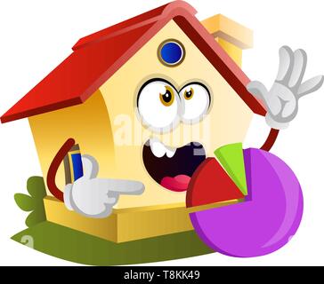 House is pointing on a circle success infographic, illustration, vector on white background. Stock Vector