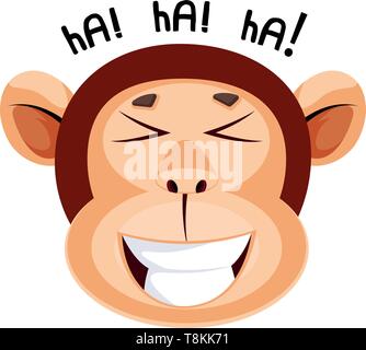 Monkey is laughing, illustration, vector on white background. Stock Vector