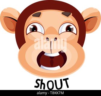 Monkey is yelling shout, illustration, vector on white background. Stock Vector