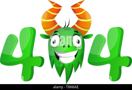 Monster 404 error, illustration, vector on white background. Stock Vector
