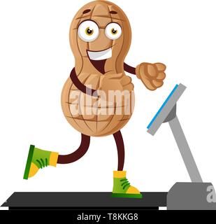 Peanut run on the conveyor belt, illustration, vector on white background. Stock Vector