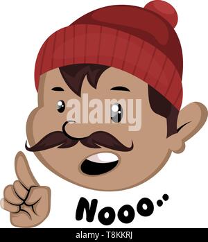 Man is telling no, illustration, vector on white background. Stock Vector