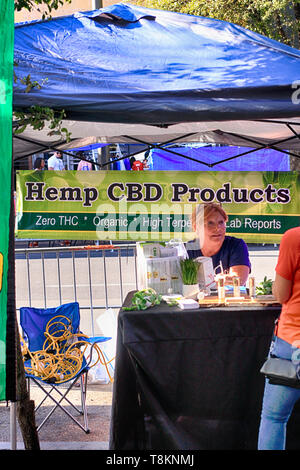 Hemp and CBD Products vendor at a market event in downtown Tucson AZ Stock Photo