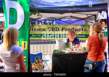 Hemp and CBD Products vendor at a market event in downtown Tucson AZ Stock Photo