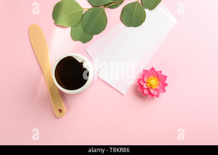 Set for epilation on color background Stock Photo