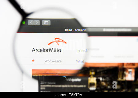 Richmond, Virginia, USA - 9 May 2019: Illustrative Editorial of ArcelorMittal website homepage. ArcelorMittal logo visible on screen. Stock Photo