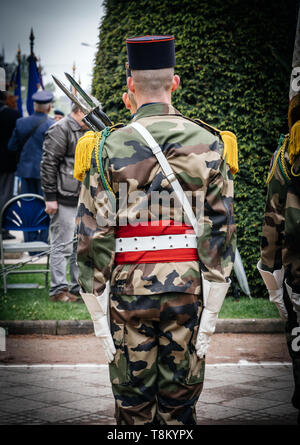 STRASBOURG, FRANCE - MAY 8, 2017: Ceremony to mark Western allies World War Two victory Armistice in Europe marking the 72nd anniversary of victory over Nazi Germany in 1945 -  Stock Photo