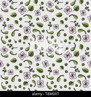 Seamless pattern with caper: caper bud, pod and flower. Vector hand drawn illustration. Stock Vector