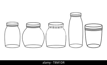 set of mason jars monochrome vector illustration design Stock Vector