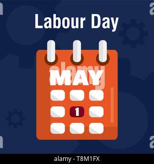 calendar reminder labour day vector illustration design Stock Vector