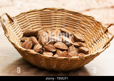 Brazil nuts in a basket Stock Photo