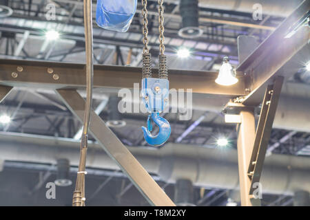 crane and control panel for lift object ; close up Stock Photo