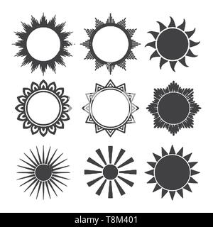 Sun Shapes Set Isolated on White Background Vector Illustration Stock ...