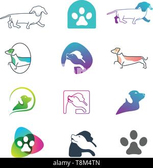 Dog Logo Line design concept vector icon element isolated - vector Stock Vector
