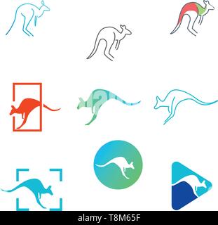 kangaroo logo design vector icon illustration element - vector Stock Vector