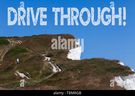 Conceptual hand writing showing Drive Through. Concept meaning place where you can get type of service by driving through it Stock Photo
