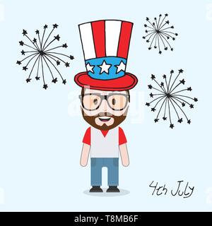 Mascot character with 4th July concept theme Stock Vector