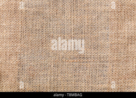 Burlap, canvas fabric texture background. Top view. Copy space. Stock Photo