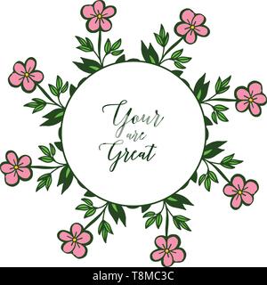 Vector illustration decorative of card your are great with various of abstract pink wreath frames hand drawn Stock Vector