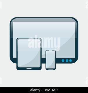 Computer tab,  tablet and smartphone  vector illustration Stock Vector