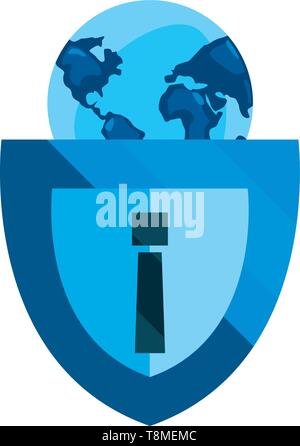 computer world shield alert cybersecurity data protection vector ...