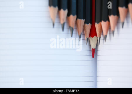 Red pencil standing out from crowd of plenty