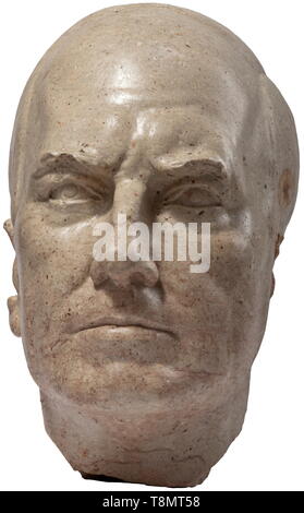 Josef Thorak (1889 - 1952) - a marble head of Dr. Fritz Todt Monumental head depicting the Reich Minister for Armaments Dr. Fritz Todt, made from so-called 'Untersberg' marble (northern Limestone Alps near Salzburg) with reddish inclusions (so-called 'trout marble'), without base, signed on the nape of t 20th century, Editorial-Use-Only Stock Photo