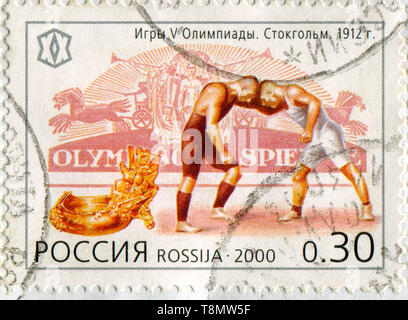 RUSSIA - CIRCA 2000: stamp printed by Russia, shows Stockholm Olympics, circa 2000 Stock Photo
