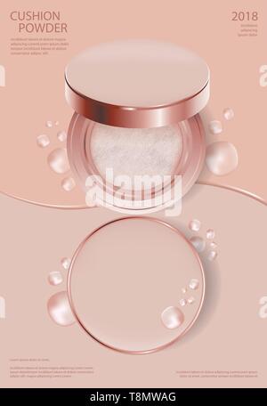 Makeup Powder Cushion Poster Template Vector Illustration Stock Vector