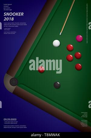 Snooker Championship Poster Design Template Vector Illustration Stock Vector