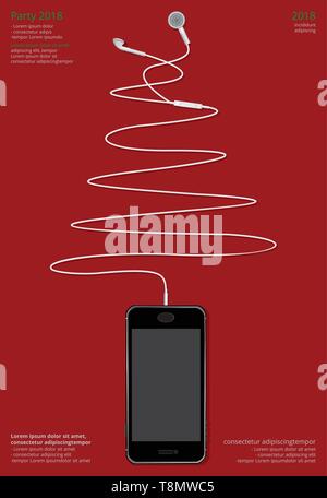Conceptual Earphones with Telephone vector illustration Stock Vector