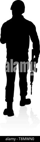 Silhouette Soldier Stock Vector