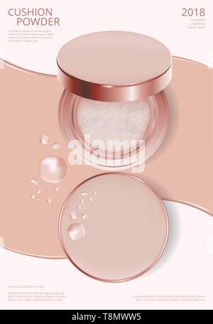 Makeup Powder Cushion Poster Template Vector Illustration Stock Vector