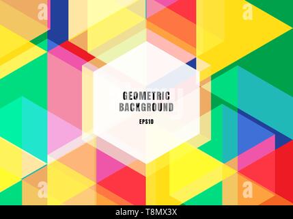 Abstract background colorful geometric hexagons overlapping trendy concept. Vector illustration Stock Vector