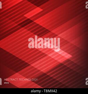 Abstract elegant geometric triangles red background with diagonal lines pattern. Technology style. Vector illustration Stock Vector