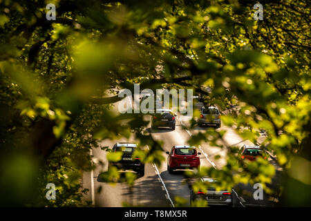 Views of the flowing traffic on the Bundesstrasse 1 in Dortmund Stock Photo