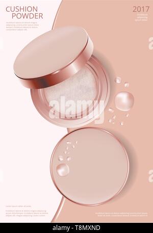 Makeup Powder Cushion Poster Template Vector Illustration Stock Vector