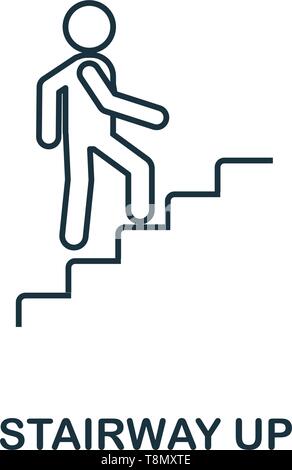 Stairway Up icon. Thin line outline style from shopping center sign icons collection. Premium stairway up icon for design, apps, software and more. Stock Vector