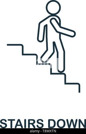 Stairs Down icon. Thin line outline style from shopping center sign icons collection. Premium stairs down icon for design, apps, software and more. Stock Vector
